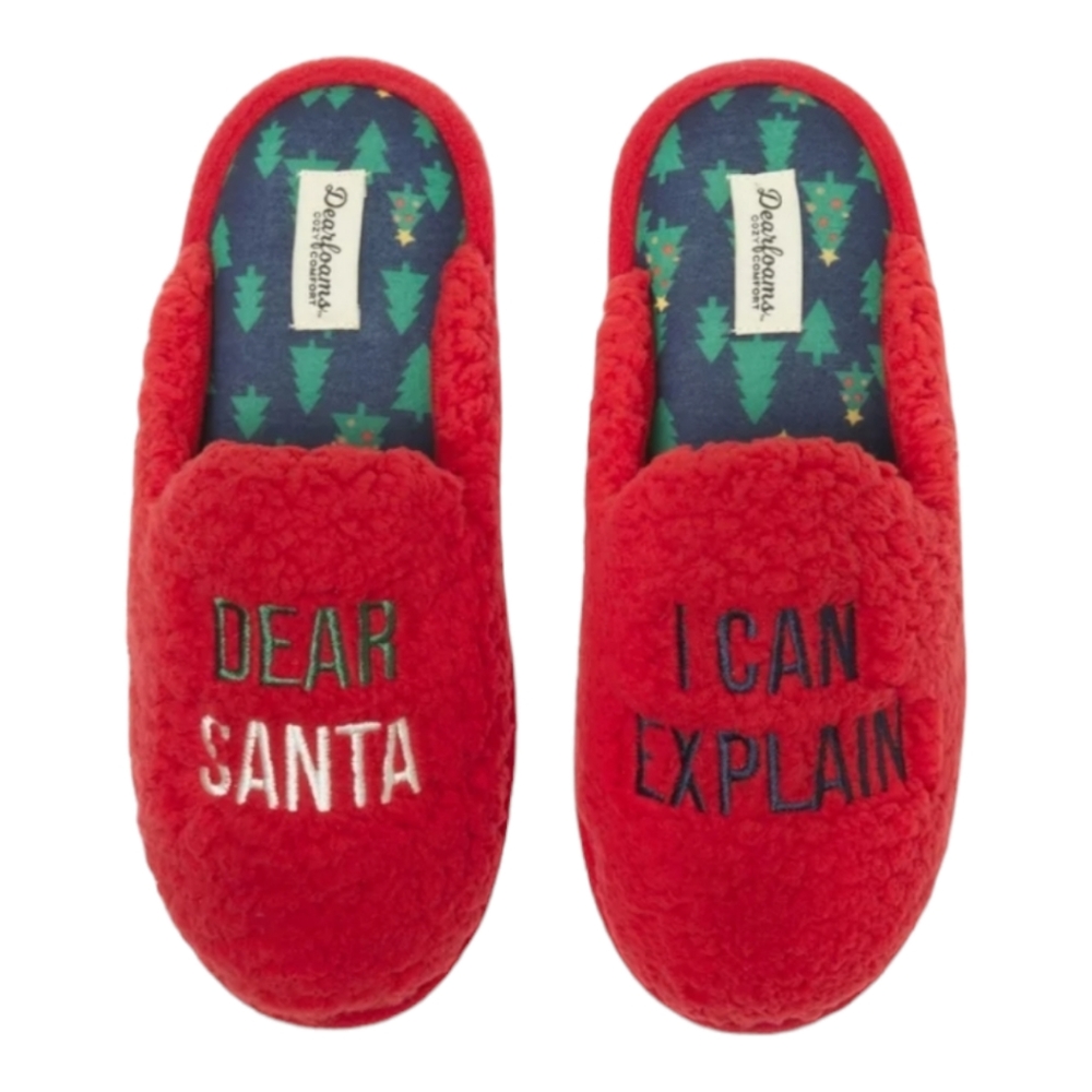 NEW Teddy Dearfoams Family Bear Matching Comfort Slippers size M 7/8 Dear Santa
